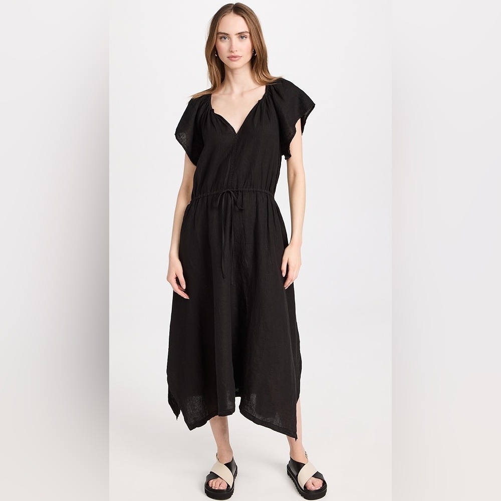 The Debbie Dress from Velvet by Graham & Spencer Black Midi Linen